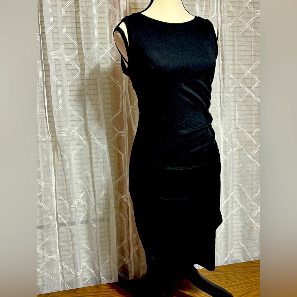 Leith Ruched Body-Con Tank Dress Black Small 36”L